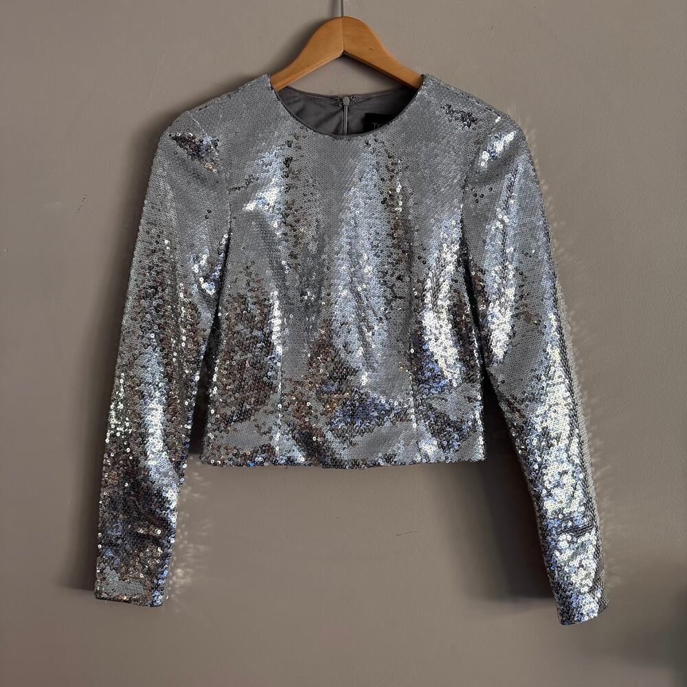 Elegant Silver Sequin Women's Blouse